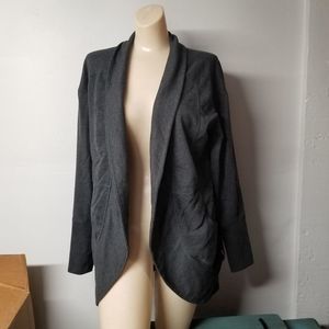 Eddie Bauer Open Blazer Medium M super soft fleece inside charcoal gray long sle